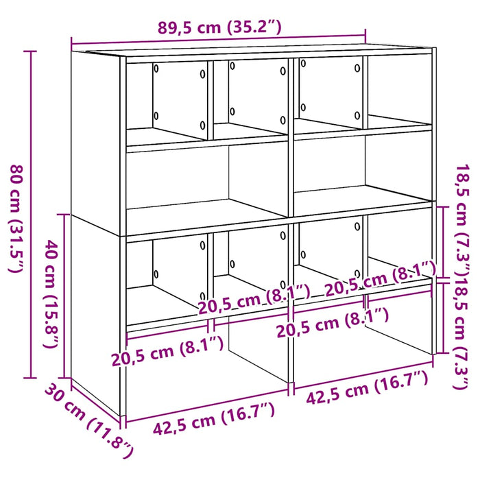 Rafturi pantofi 2 buc Stejar negru stivuibil 89,5x30x40 cm WALTI