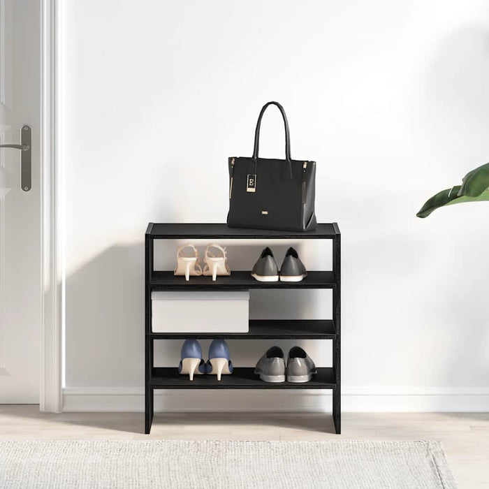 Rafturi pantofi 2 buc Stejar negru stivuibil 60x30x30,5 cm WALTI