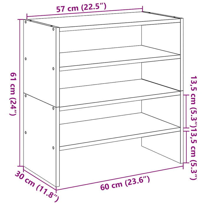 Rafturi pentru pantofi 2 buc stivuibile gri Sonoma 60x30x30,5cm - WALTI WALTI