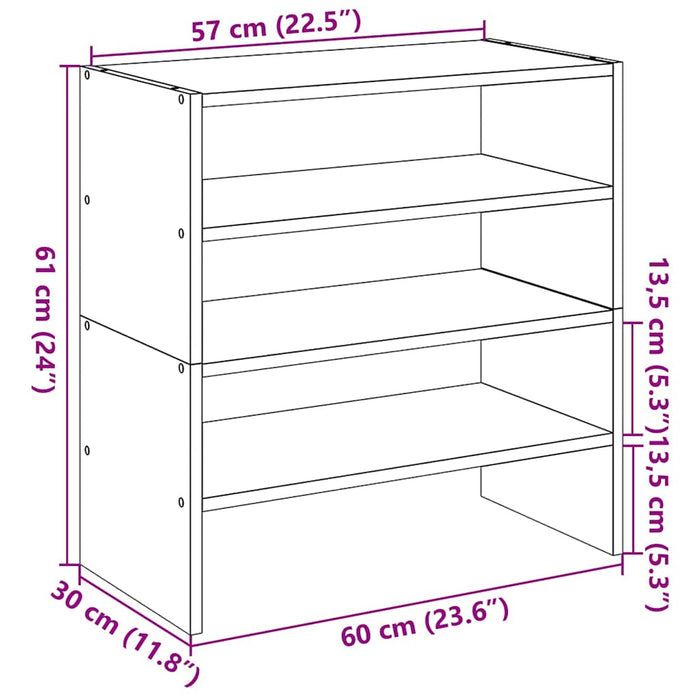 Rafturi pentru pantofi 2 buc Lemn vechi stivuibil 60x30x30,5 cm - WALTI WALTI