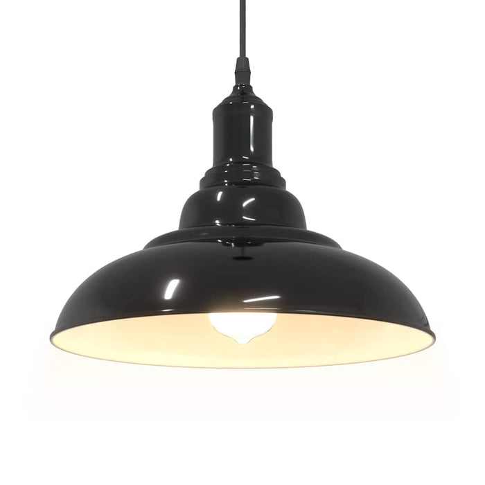 Lampă suspendată reglabilă pe înălțime E27 negru lucios metal - WALTI WALTI