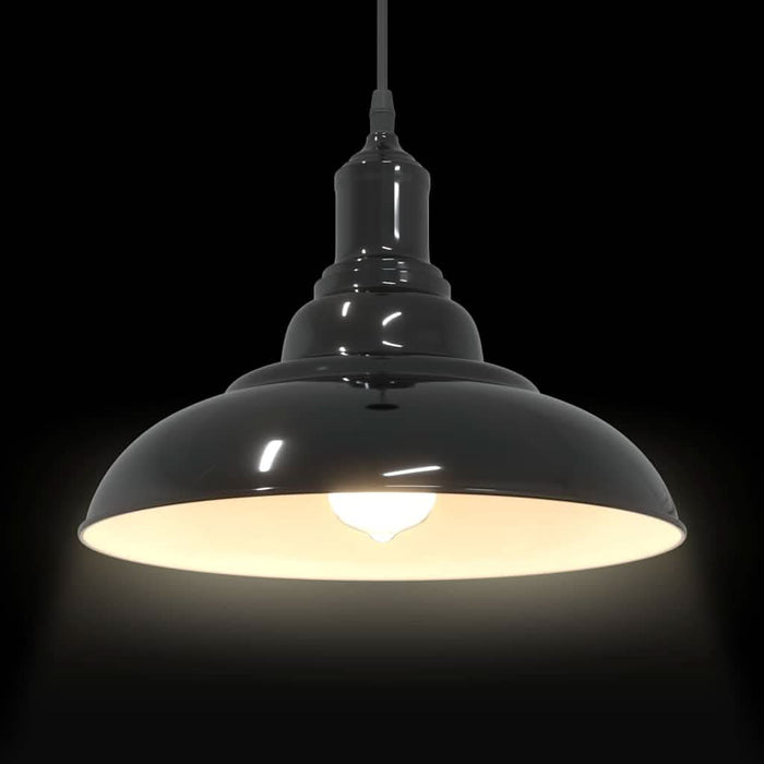 Lampă suspendată reglabilă pe înălțime E27 negru lucios metal - WALTI WALTI