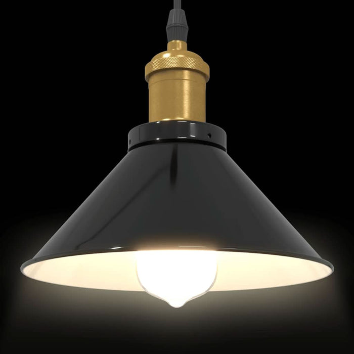Lampă suspendată reglabilă pe înălțime E27 negru lucios metal - WALTI WALTI
