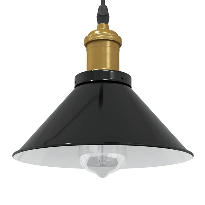 Lampă suspendată reglabilă pe înălțime E27 negru lucios metal - WALTI WALTI