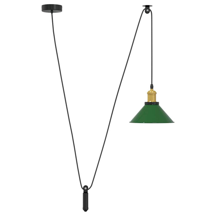 Lampă suspendată reglabilă pe înălțime E27 verde lucios metal - WALTI WALTI