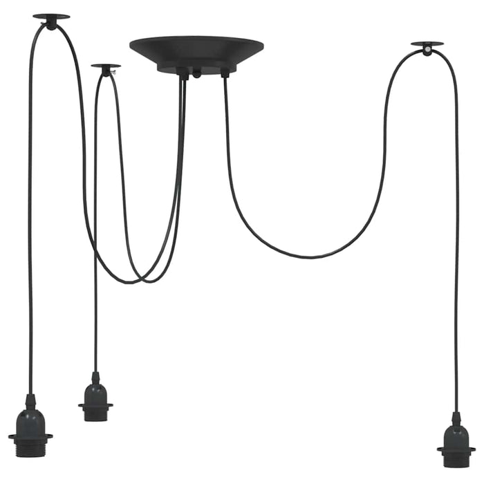 Lampă suspendată cu 3 suporturi E27 metal negru - WALTI WALTI