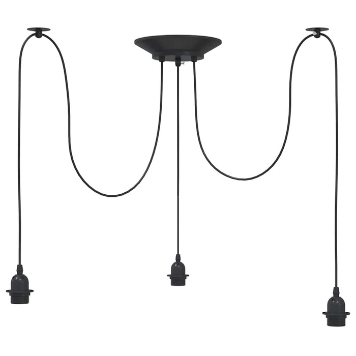 Lampă suspendată cu 3 suporturi E27 metal negru - WALTI WALTI