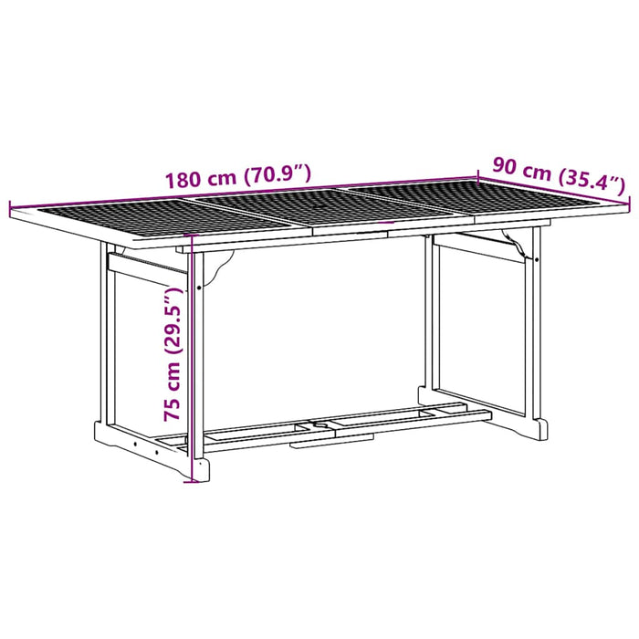 Set mobilier de grădină 7 piese 180x90x75 cm, lemn masiv acacia - WALTI WALTI