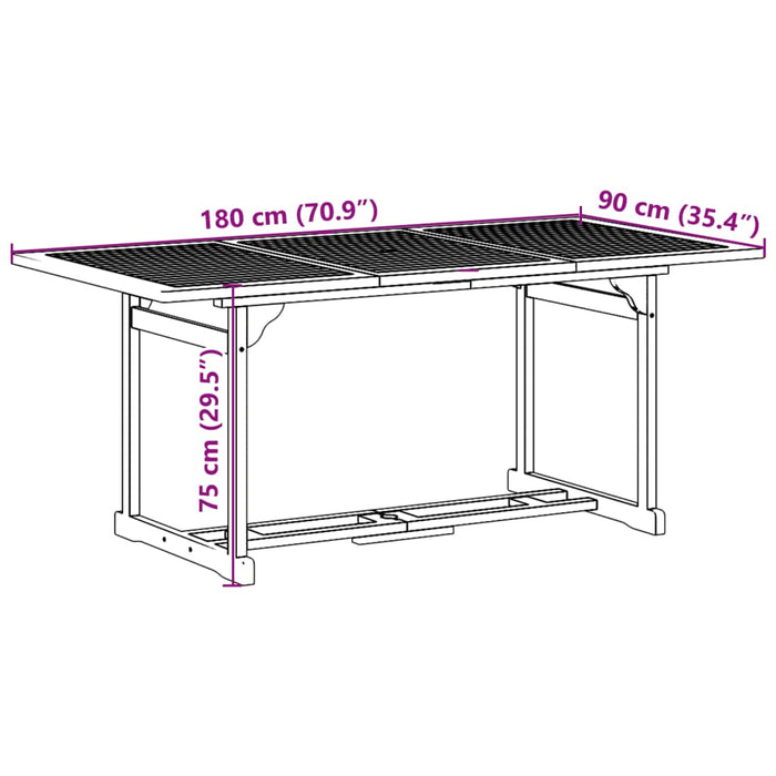 Set mobilier de grădină 9 piese 180x90x75 cm, lemn masiv acacia - WALTI WALTI