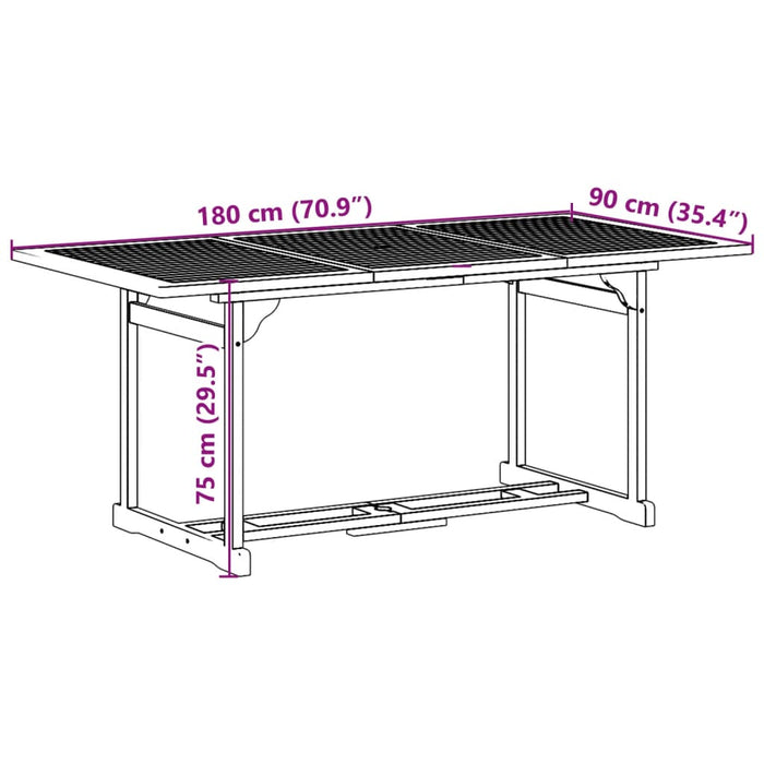 Set mobilier de grădină 7 piese 180x90x75 cm, lemn masiv acacia WALTI