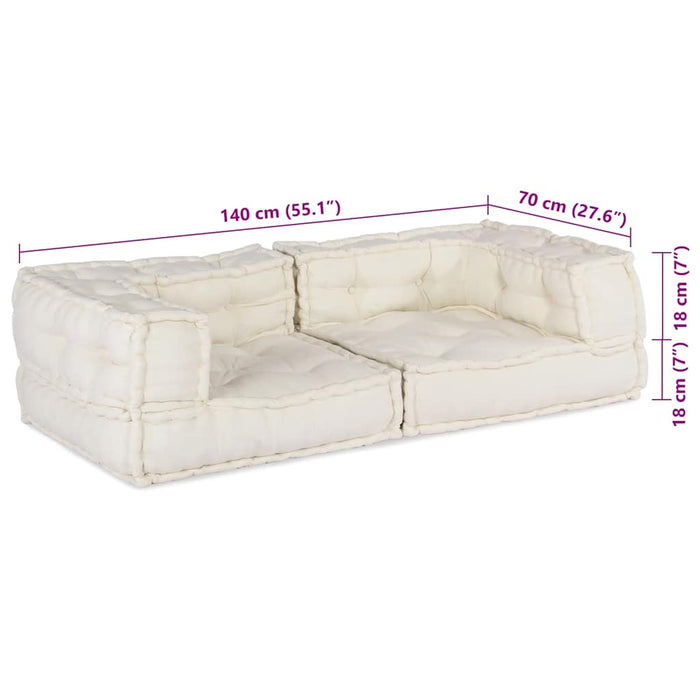Canapea modulară cu 2 locuri crem 140x70x36 țesătură WALTI