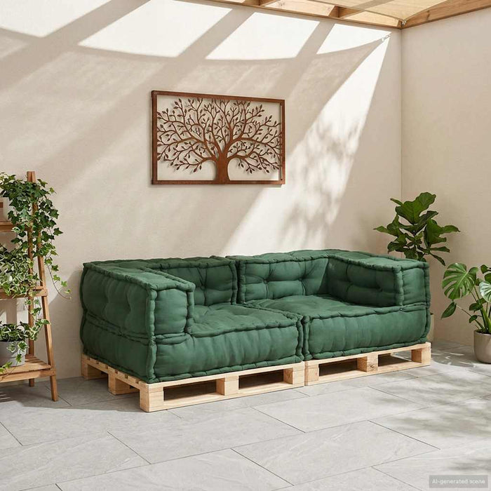 Canapea modulară cu 2 locuri verde 140x70x36 țesătură WALTI