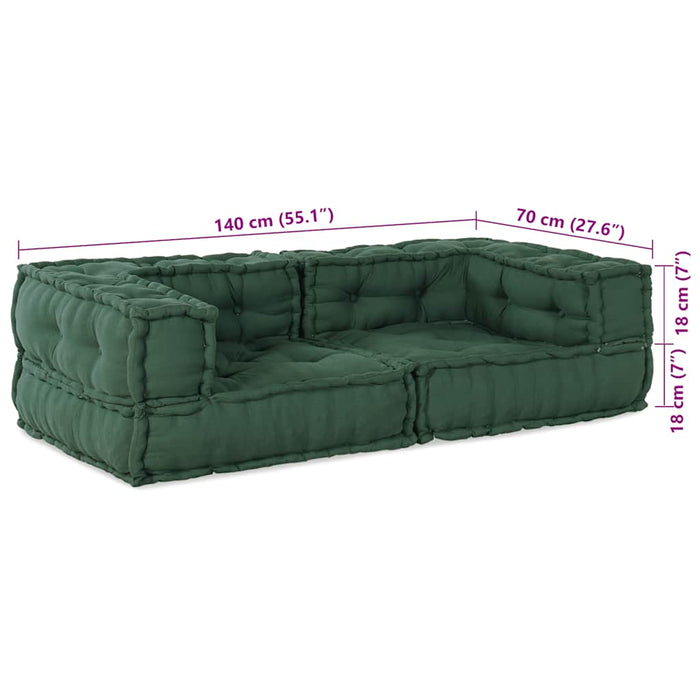 Canapea modulară cu 2 locuri verde 140x70x36 țesătură WALTI