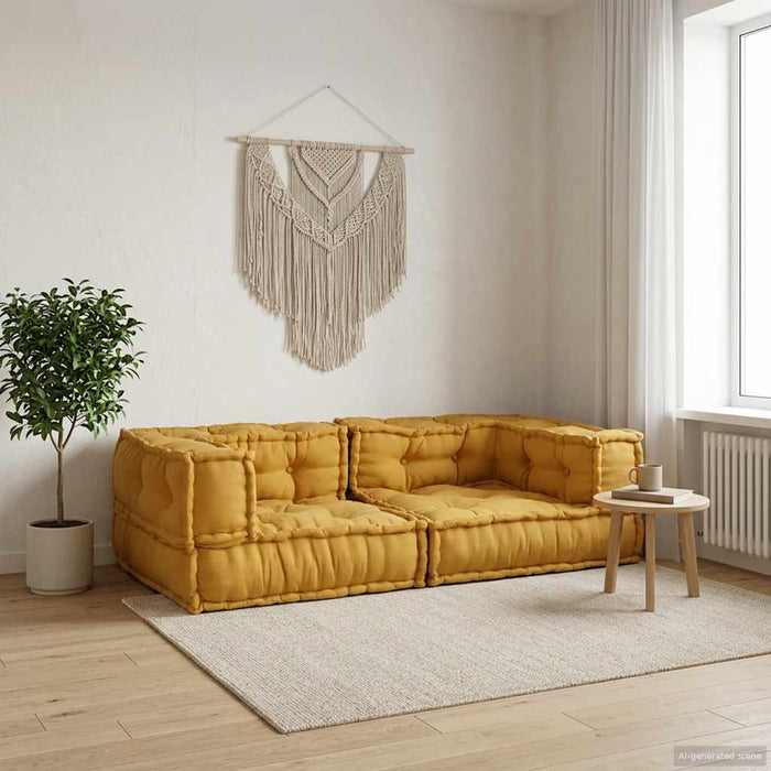 Canapea modulară cu 2 locuri galben 140x70x36 țesătură WALTI