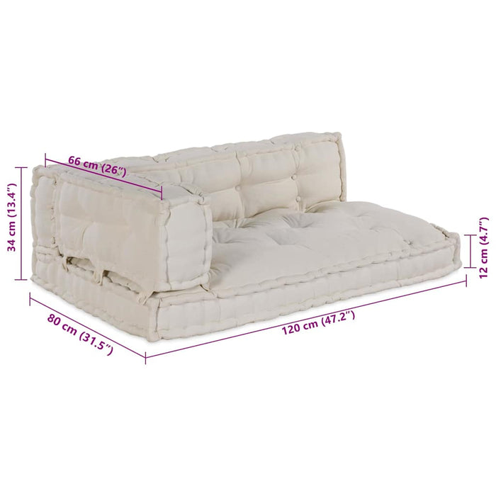 Perna pentru canapea pe palet 3 pcs Crem 120 x 80 x 34 cm - WALTI WALTI