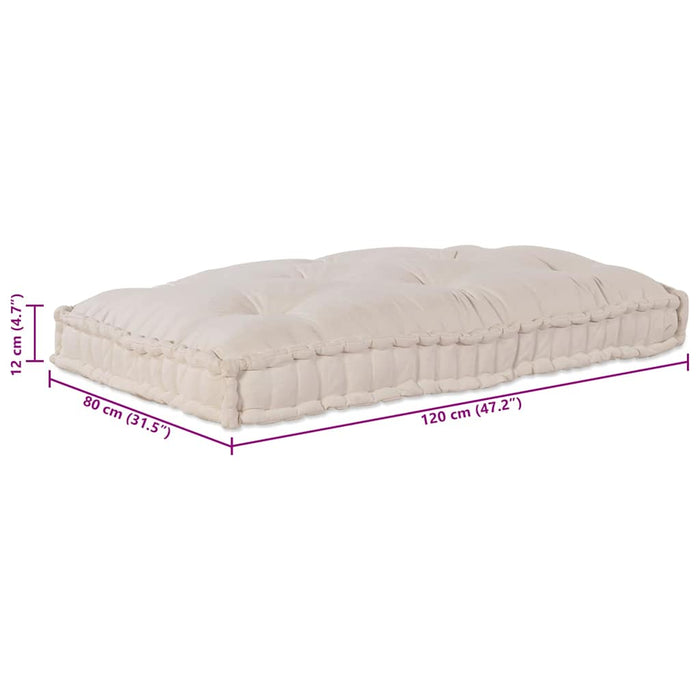 Perna pentru canapea pe palet Crem 120 x 80 x 12 cm Țesătură WALTI