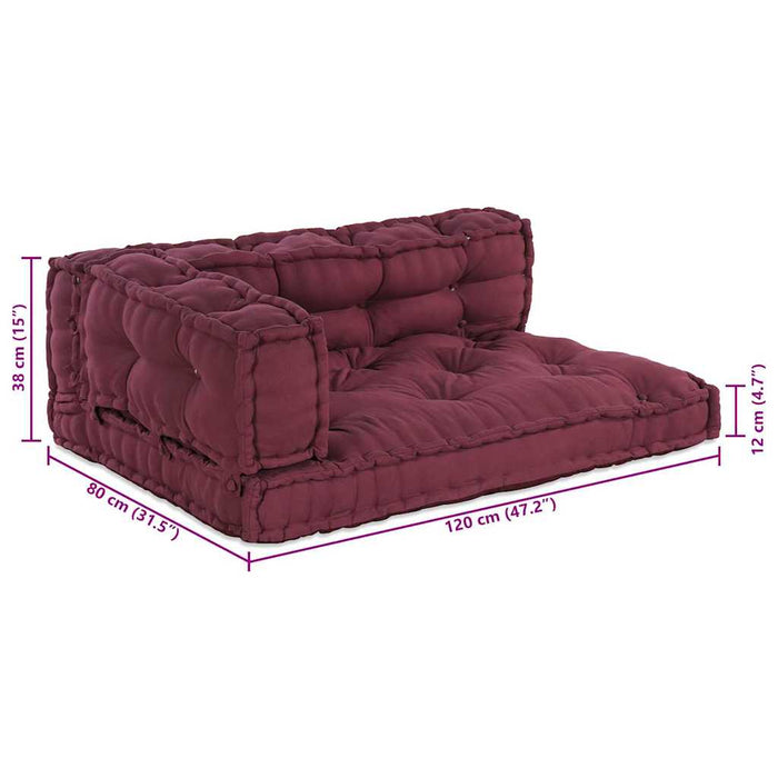 Perna pentru canapea pe palet 3 pcs Bordo 120 x 80 x 38 cm - WALTI WALTI