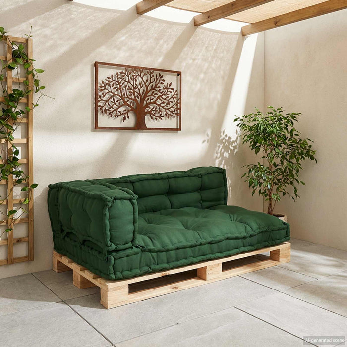 Perna pentru canapea pe palet 3 pcs Verde 120 x 80 x 38 cm - WALTI WALTI