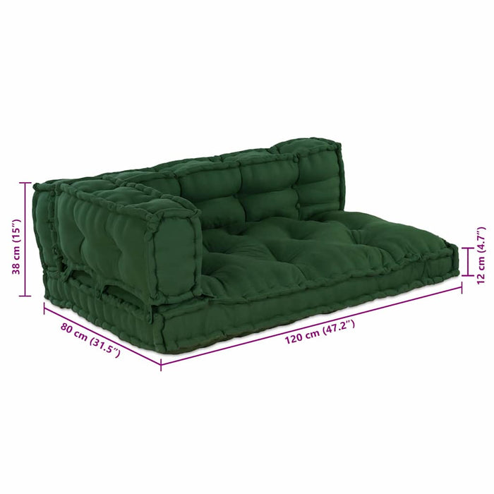 Perna pentru canapea pe palet 3 pcs Verde 120 x 80 x 38 cm - WALTI WALTI