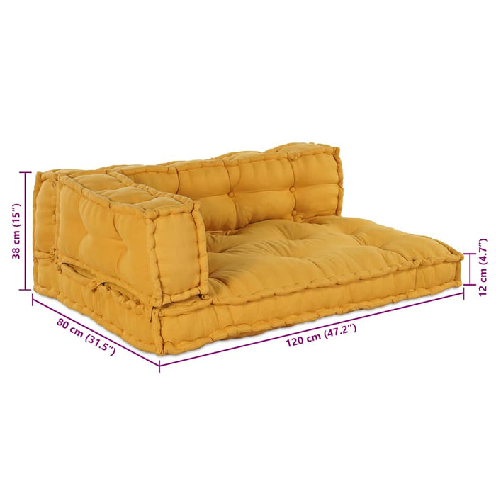 Perna pentru canapea pe palet 3 pcs Galben 120 x 80 x 38 cm - WALTI WALTI