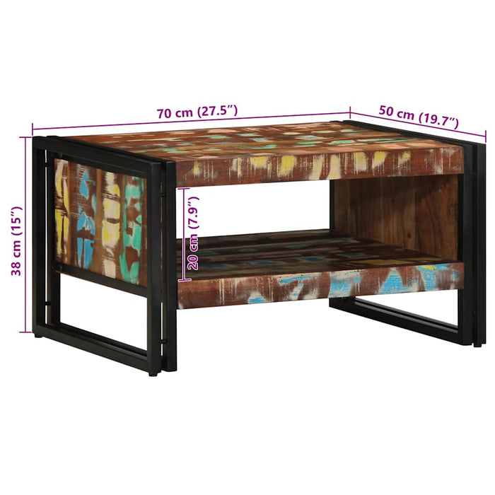 Masuta de cafea multicolora 70x50x38 cm lemn masiv recuperat - WALTI WALTI