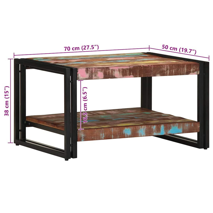 Masuta de cafea multicolora 70x50x38 cm lemn masiv recuperat - WALTI WALTI
