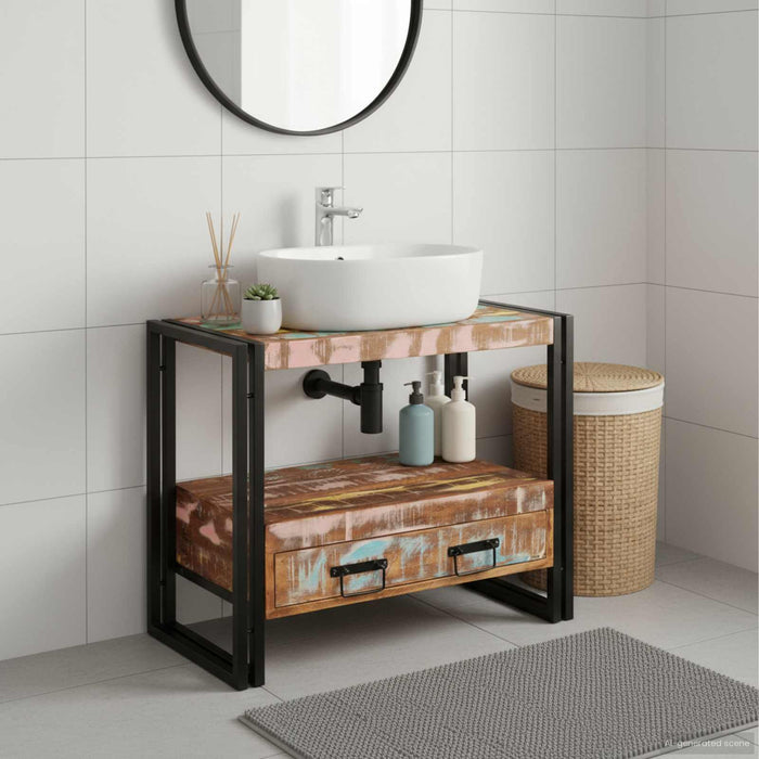 Dulap pentru toaletă cu sertar Multicolour Lemn recuperat masiv - WALTI WALTI