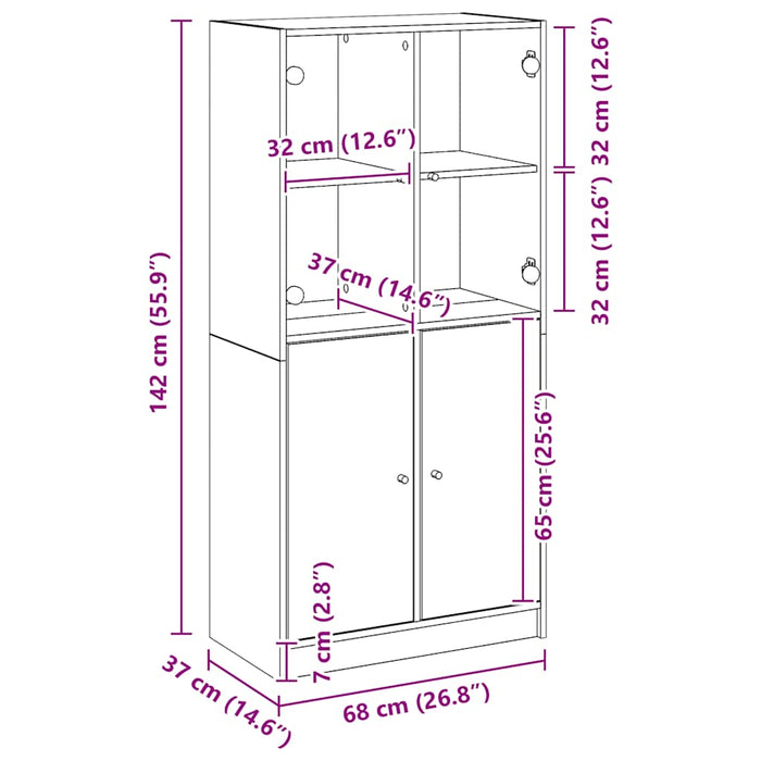 Dulap înalt cu uși stejar artizanal 68x37x142 cm lemn prelucrat - WALTI WALTI