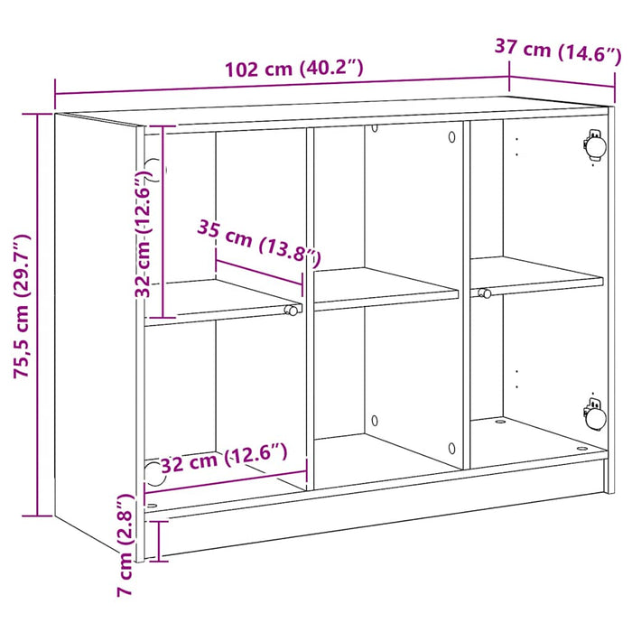 Dulap, stejar artizanal, 102x37x75,5 cm, lemn prelucrat - WALTI WALTI