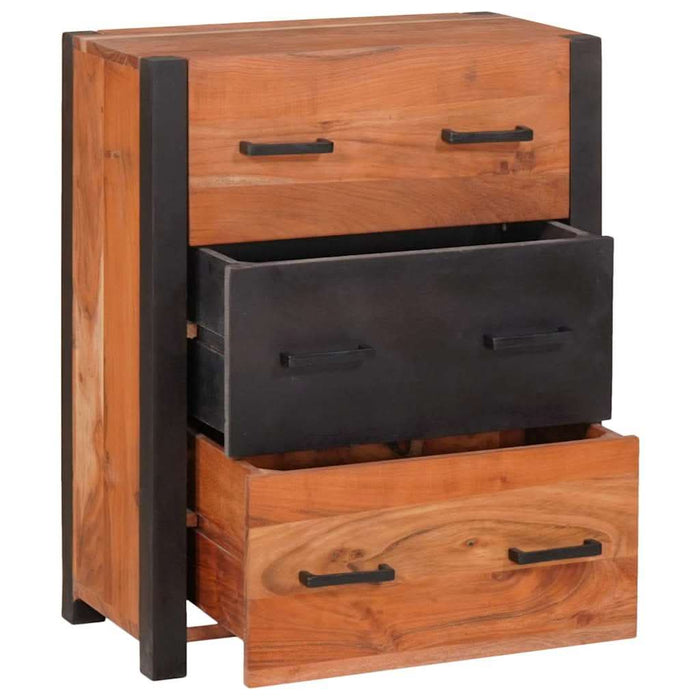 Bufet 3 pcs Maro 110 x 30 x 75 cm Lemn masiv de acacia - WALTI WALTI