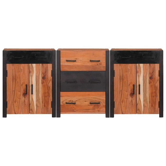 Bufet 3 pcs Maro 165 x 30 x 75 cm Lemn masiv de acacia - WALTI WALTI