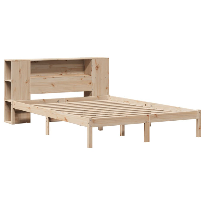 Pat cu bibliotecă fără saltea, 135x190 cm, lemn masiv de pin - WALTI WALTI