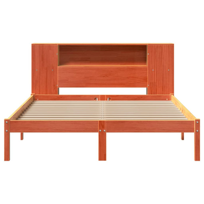 Pat cu bibliotecă fără saltea maro 135x190 cm lemn masiv de pin - WALTI WALTI