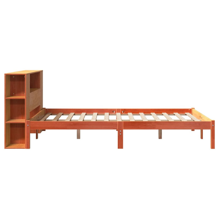 Pat cu bibliotecă fără saltea maro 135x190 cm lemn masiv de pin - WALTI WALTI