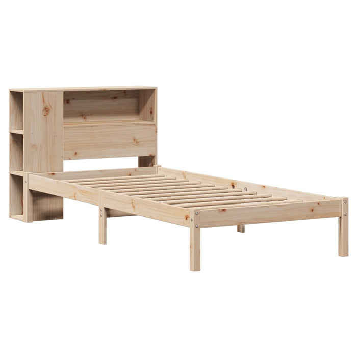 Pat cu bibliotecă fără saltea, 75x190 cm, lemn masiv de pin WALTI