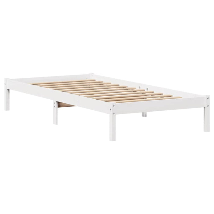 Pat cu bibliotecă fără saltea, alb, 75x190 cm, lemn masiv pin WALTI