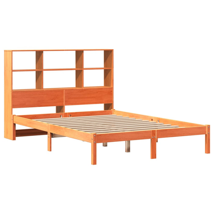 Pat cu bibliotecă fără saltea, maro, 120x200 cm, lemn masiv pin - WALTI WALTI