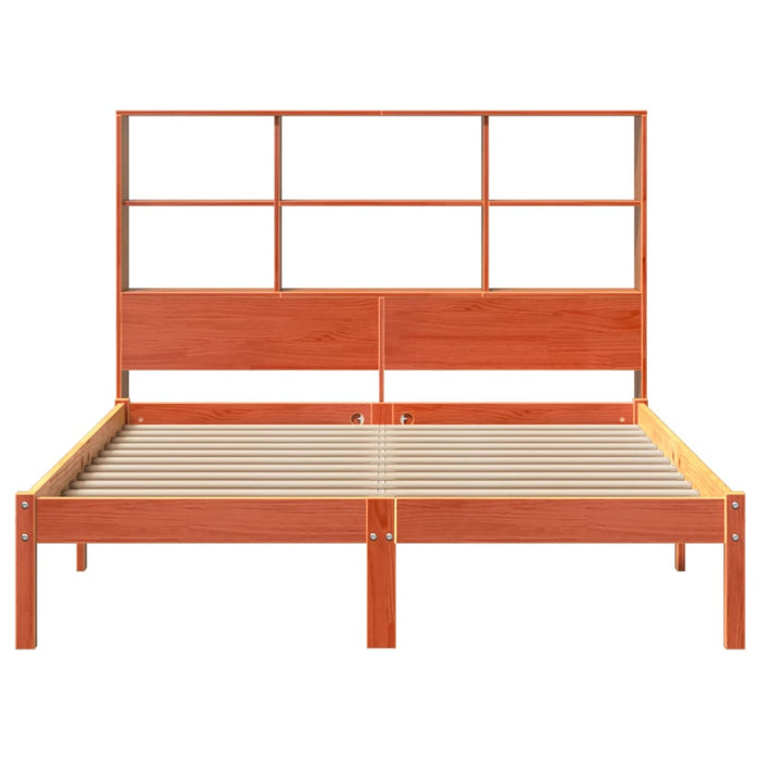 Pat cu bibliotecă fără saltea, maro, 120x200 cm, lemn masiv pin - WALTI WALTI