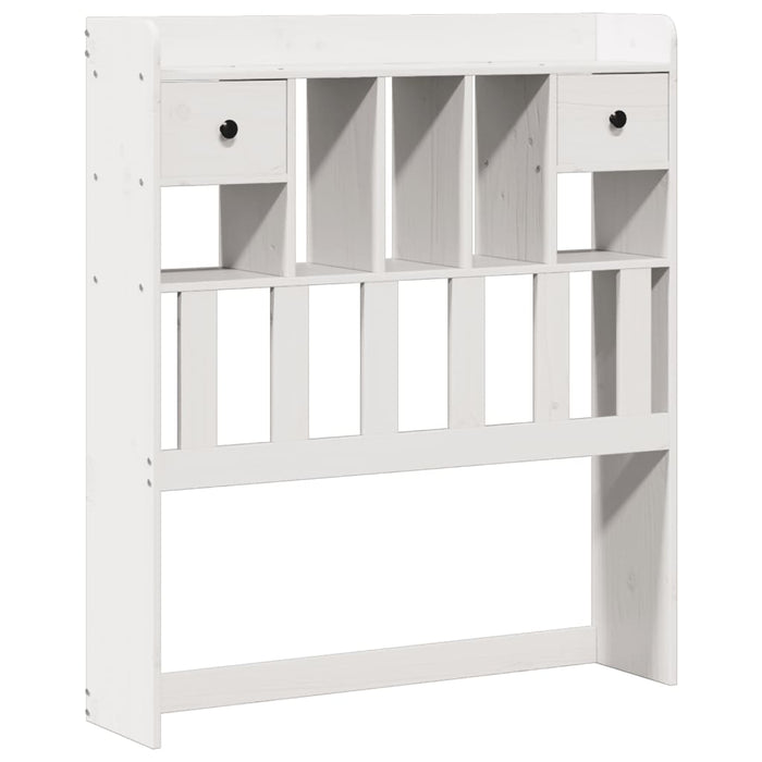 Pat cu bibliotecă fără saltea, alb, 90x190 cm, lemn masiv pin WALTI