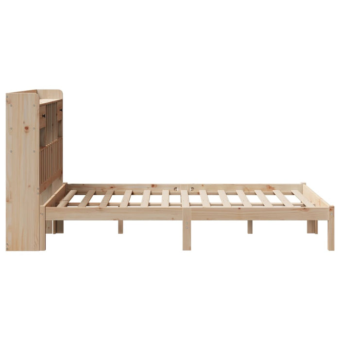 Pat cu bibliotecă fără saltea, 135x190 cm, lemn masiv de pin - WALTI WALTI