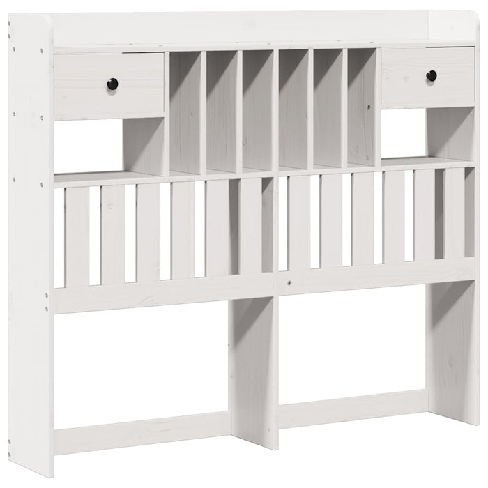 Pat cu bibliotecă fără saltea, alb, 135x190 cm, lemn masiv pin - WALTI WALTI