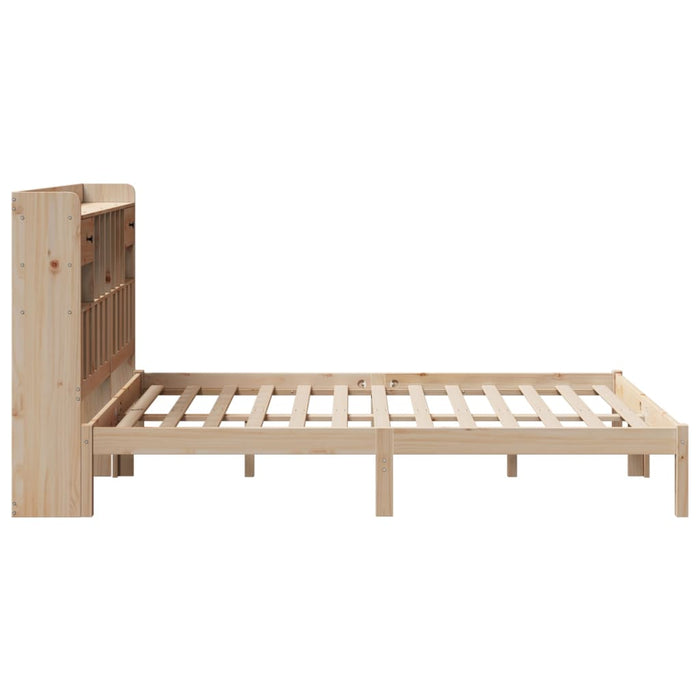Pat cu bibliotecă fără saltea, 140x190 cm, lemn masiv de pin WALTI