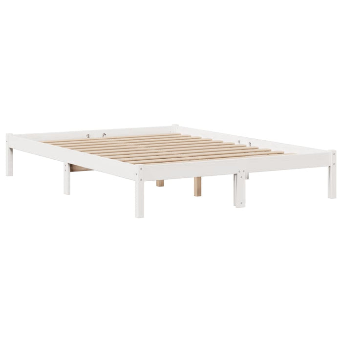 Pat cu bibliotecă fără saltea, alb, 150x200 cm, lemn masiv pin WALTI
