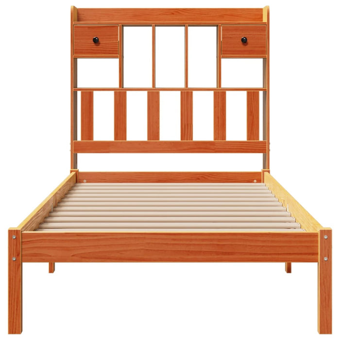Pat bibliotecă fără saltea maro ceruit 75x190 cm lemn masiv pin WALTI