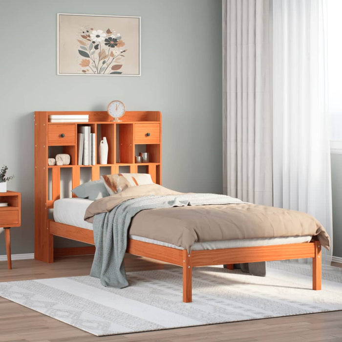 Pat bibliotecă fără saltea maro ceruit 75x190 cm lemn masiv pin WALTI