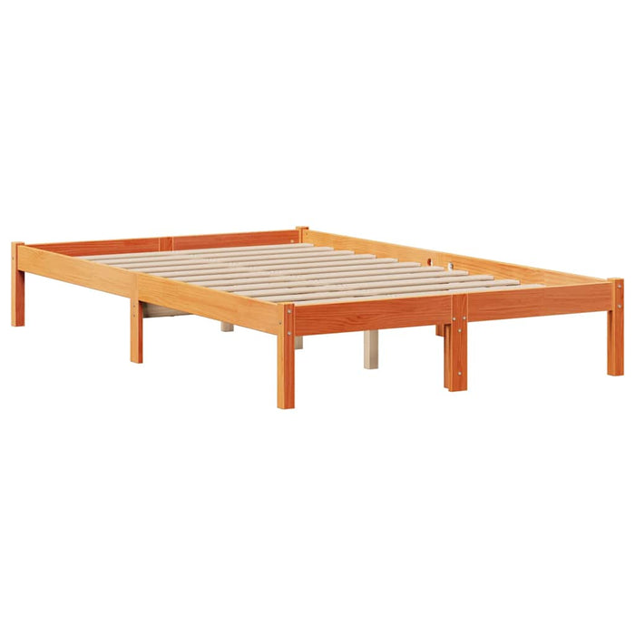 Pat cu bibliotecă fără saltea maro 135x190 cm lemn masiv de pin - WALTI WALTI