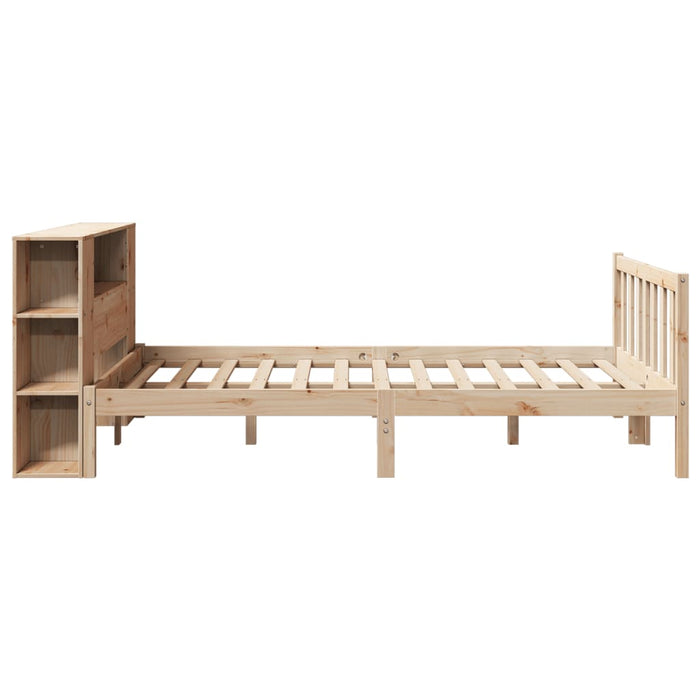 Pat cu bibliotecă fără saltea, 135x190 cm, lemn masiv de pin WALTI