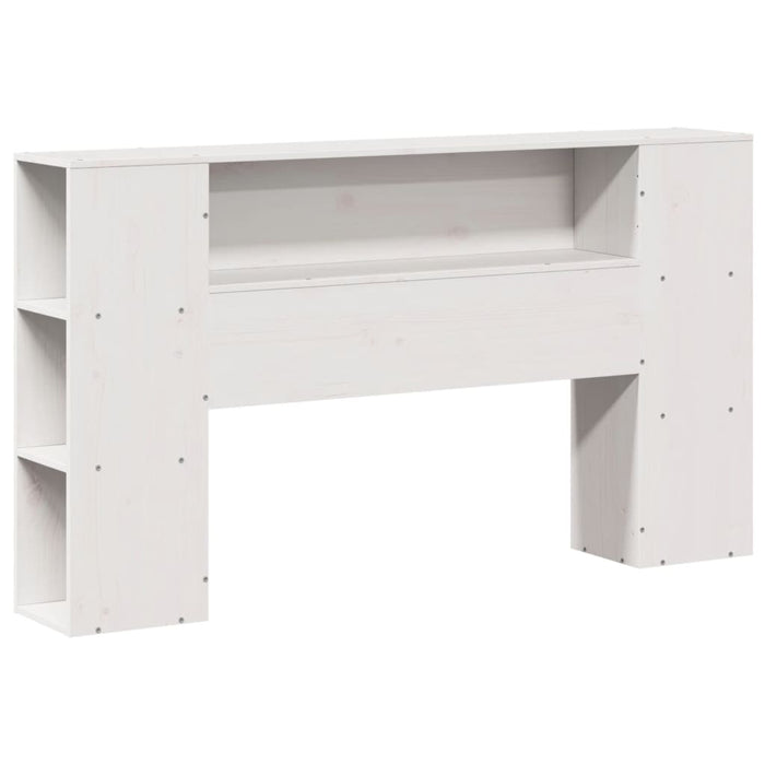 Pat cu bibliotecă fără saltea, alb, 140x190 cm, lemn masiv pin WALTI