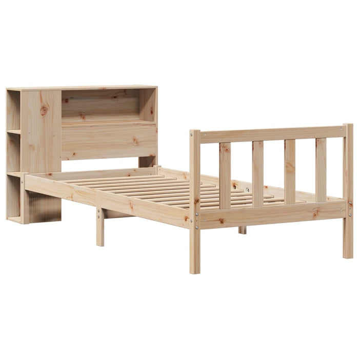 Pat cu bibliotecă fără saltea, 75x190 cm, lemn masiv de pin WALTI