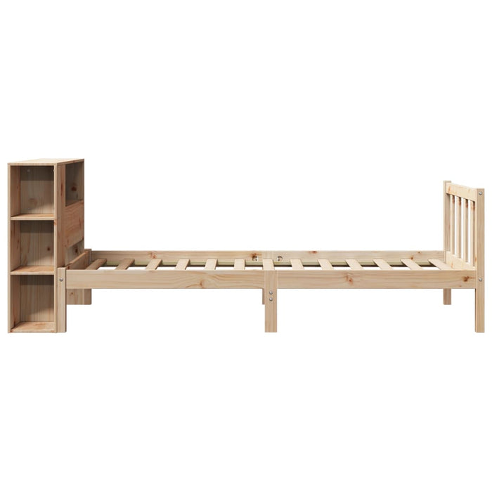 Pat cu bibliotecă fără saltea, 75x190 cm, lemn masiv de pin WALTI